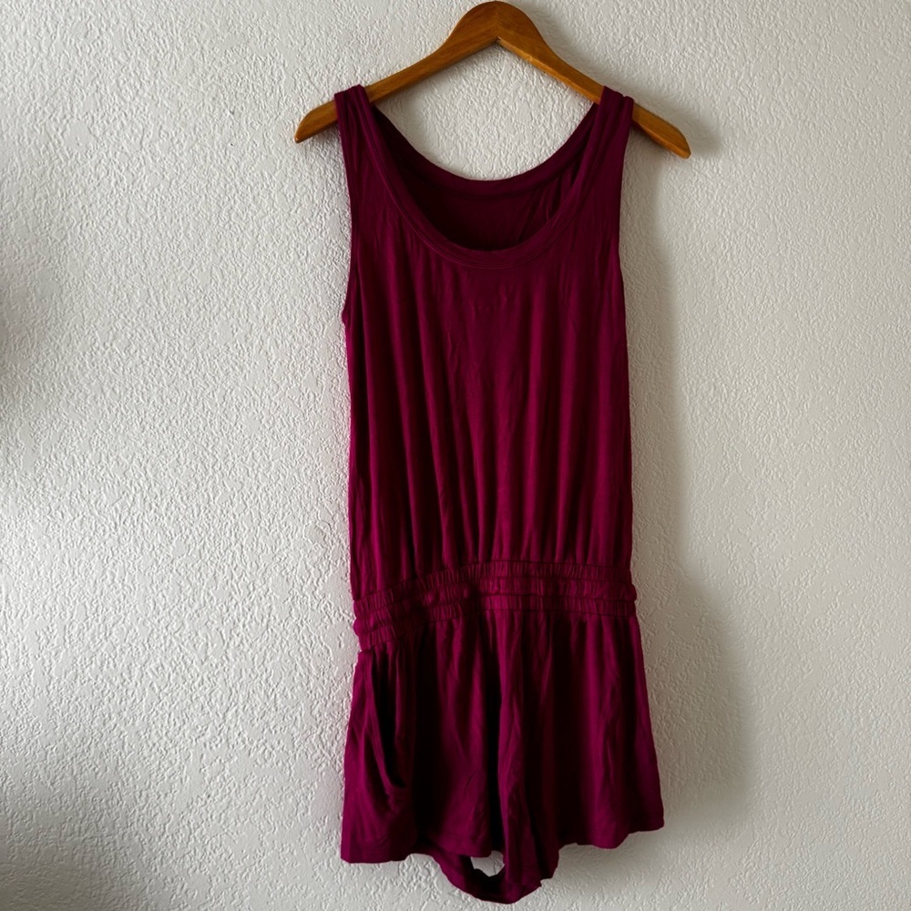 Stem Knit Romper Knot Tie Waistline Pink - Picture 4 of 5